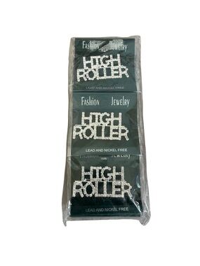 Brooches Bulk NIP, 12 brooches “High Roller”, rhinestones on silver tone base